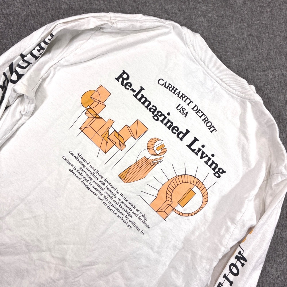 Carhartt WIP Long Sleeve Shirt Mens Medium White Re-Imagined Living Graphic